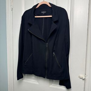 Lane Bryant Jacket Womens 28 Black Moto Style Soft Long Sleeve Collared